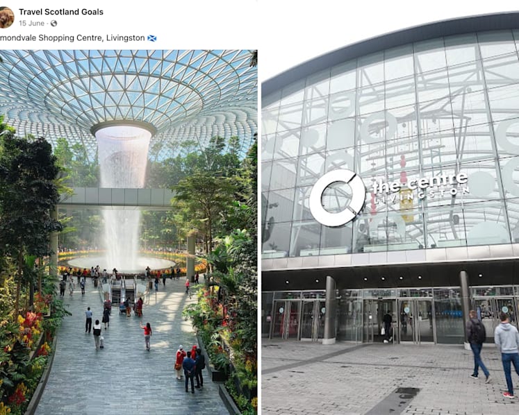 #trending: Singaporeans praised for sense of humour over post claiming Jewel's Rain Vortex is at Scottish shopping mall
