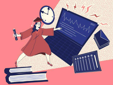 The writer explores the challenges associated with moving from school to full-time employment.