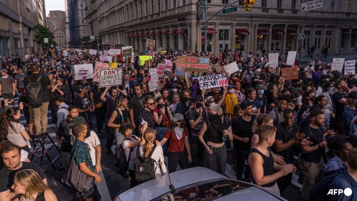 Thousands in New York protest immigration raids