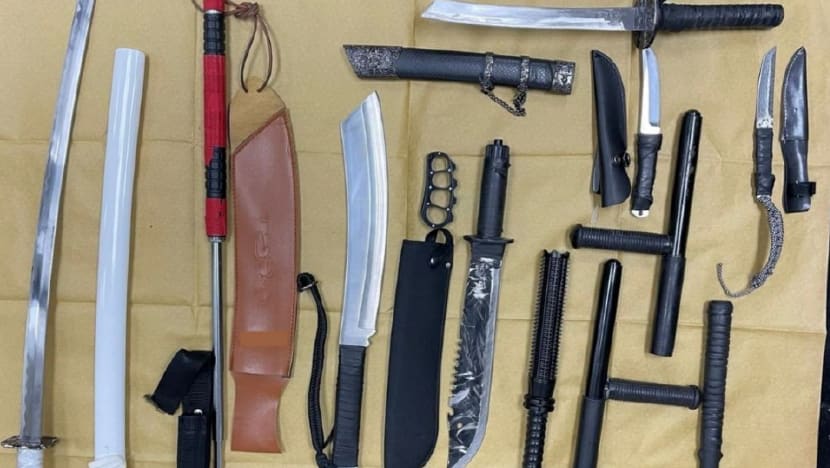 Weapons including swords, machetes seized during drug raid in Ubi