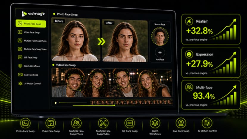 VidMage Reports Measured Gains in Realistic Video Face Swap, Motion Stability, and Multi-Face Video