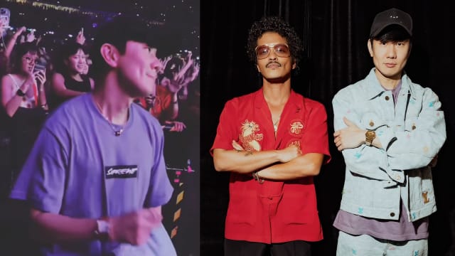 林俊杰朝圣Bruno Mars狮城演唱会　当最大咖啦啦队