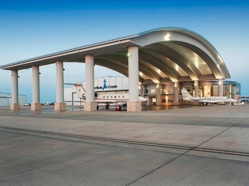 The plane was taking off from Houston Executive Airport (pictured), Brookshire, bound for Boston when it crashed, officials said. The plane was taking off from Houston Executive Airport (pictured), Brookshire, bound for Boston when it crashed, officials said.
