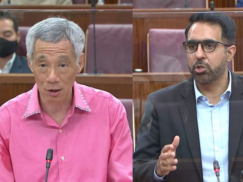 Prime Minister Lee Hsien Loong (left) and Leader of the Opposition Pritam Singh speaking in Parliament on Sept 2, 2020. Prime Minister Lee Hsien Loong (left) and Leader of the Opposition Pritam Singh speaking in Parliament on Sept 2, 2020.