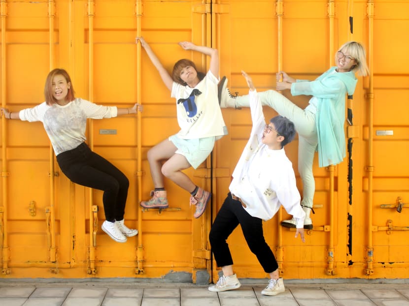 All-girl band GDJYB from Hong Kong brings their brand of math rock-meets-folk-meets-Honglish music to Laneway. Photo: Laneway Festival Singapore.