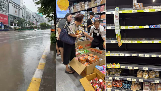 泰国水灾影响生活 民众抢购干粮应急