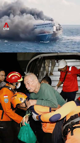 Indonesia ferry fire survivors arrive at Surabaya port for treatment
