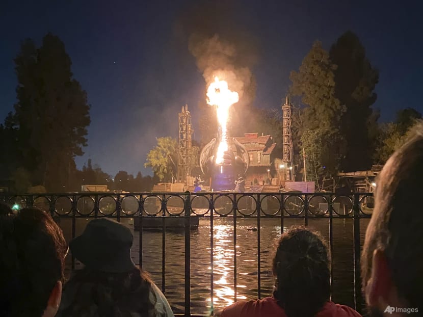 Dragon bursts into flames during Disneyland's popular Fantasmic! show in California