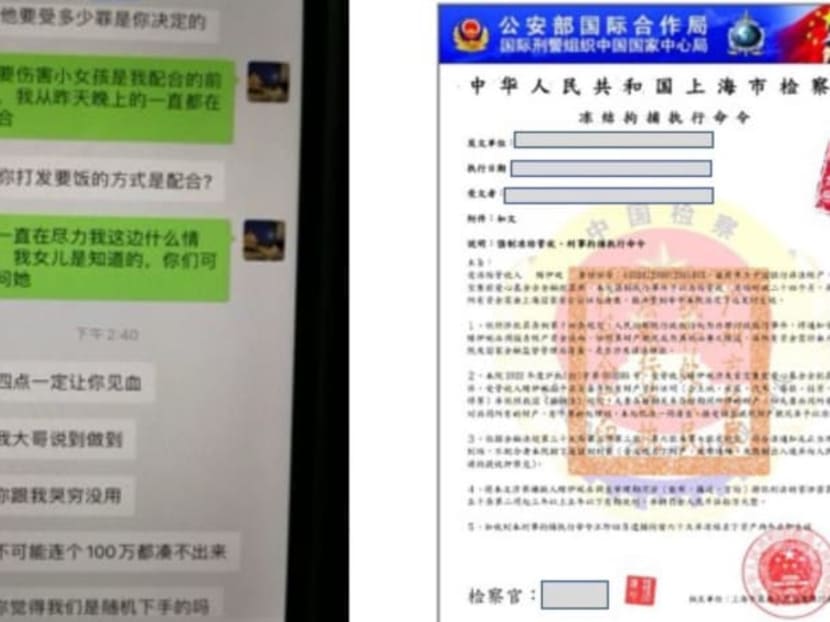 Screenshot of the messages between scammer and victim, and a fake official investigation document.