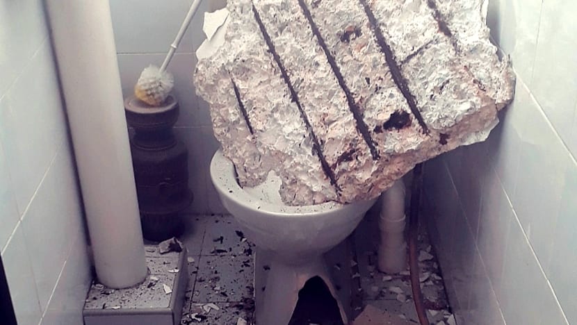 Ceiling concrete slab falls in toilet of old Toa Payoh flat, narrowly misses domestic worker