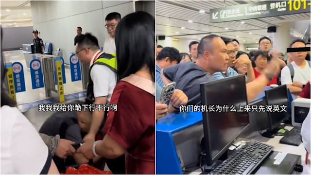 雷雨致中国航班备降 乘客网传下跪视频引热议