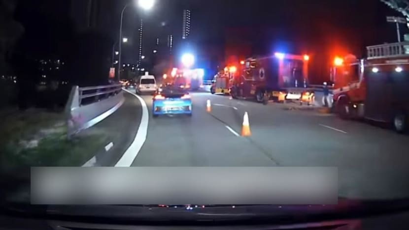 55-year-old driver dies after car skids along PIE and crashes into canal