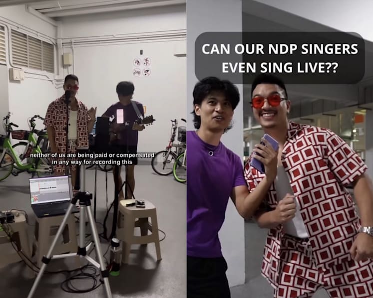 Singer Gareth Fernandez performs live at HDB void deck after NDP lip sync debate