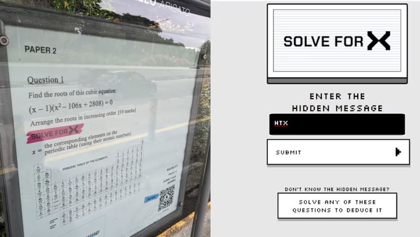 Soalan Matematik pada iklan di perhentian bas Bukit Timah buat ramai keliru