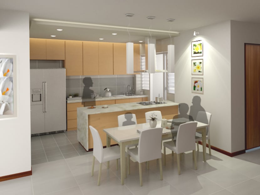 Artist's impression of open concept kitchen at Saraca Breeze, Yishun. Photo: HDB