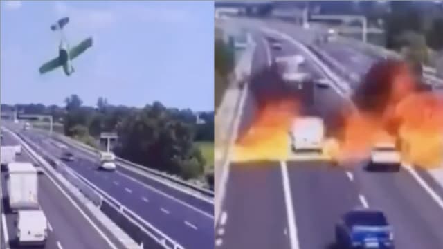 意大利小型飞机坠毁快速公路 酿四死伤