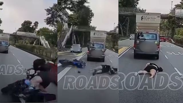 武吉知马上段发生车祸  摩托车骑士被撞倒送院