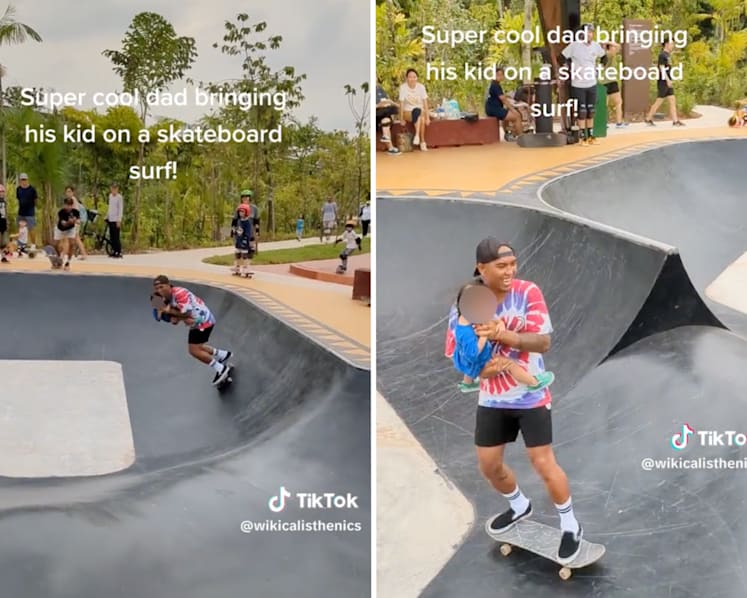 #trending: Skater dad carries kid while skateboarding in Jurong, earning both fans and critics