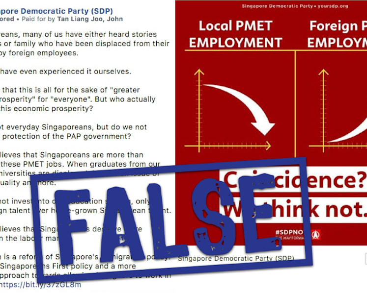 Govt directs SDP to correct falsehoods on PMET jobs published in Facebook posts and article