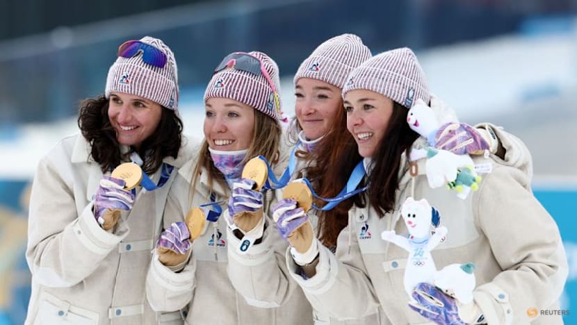 Biathlon-Simon anchors dominant France to gold in women's relay at Milano Cortina Games
