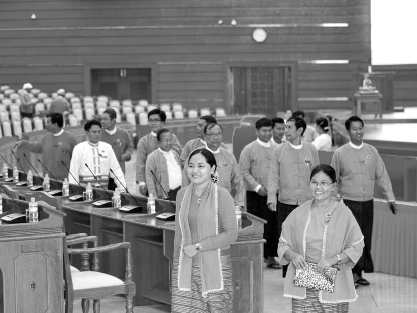 Myanmar’s Parliament voted to elect the country’s new president yesterday, a watershed moment that will usher Aung San Suu Kyi into government. Photo: AP Myanmar’s Parliament voted to elect the country’s new president yesterday, a watershed moment that will usher Aung San Suu Kyi into government. Photo: AP
