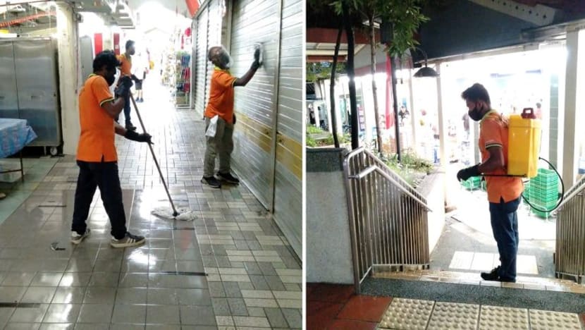 Pembersihan menyeluruh, keluar masuk Pasar G&G 414 Yishun dikawal