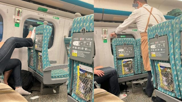 台湾高铁外籍男女赤脚踩座位挨轰