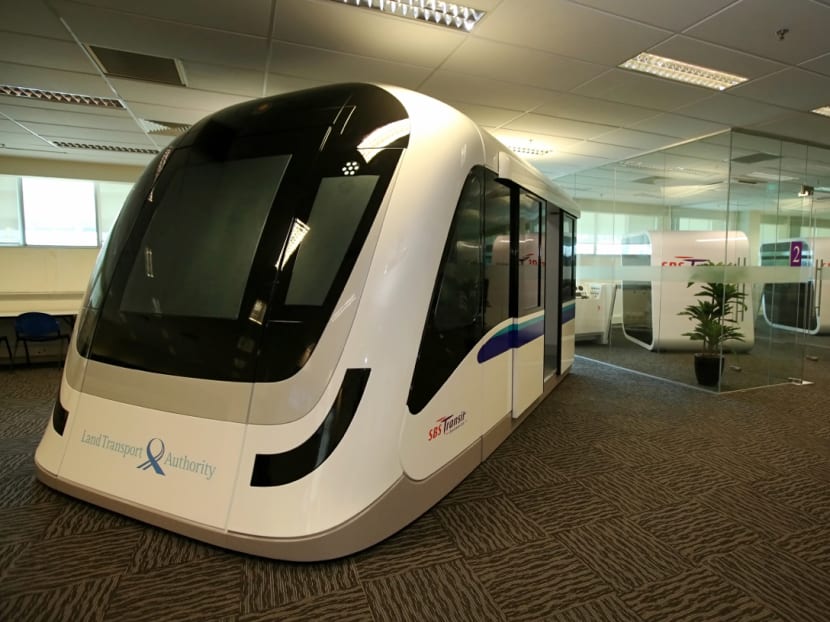 A Downtown Line train simulator that is used for training at SBS Transit's Sengkang depot.