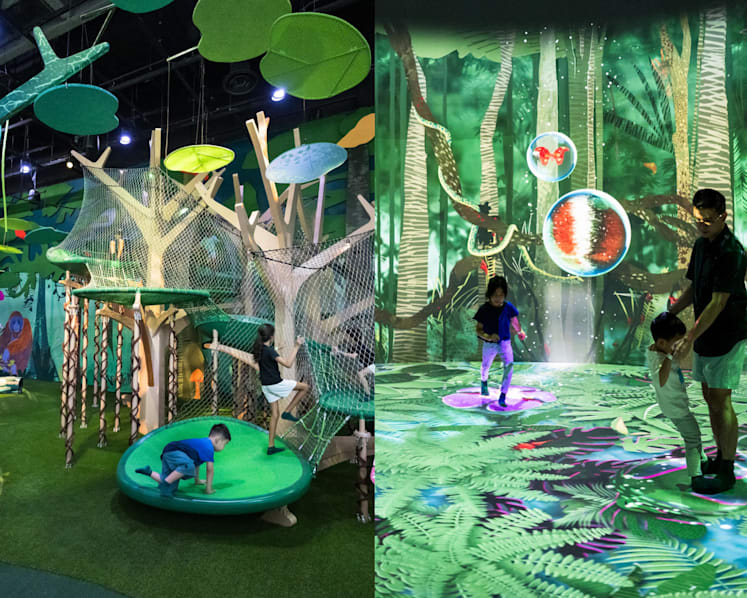 The new Curiosity Cove at Mandai Wildlife Reserve lets children climb an orangutan tree-bed, explore a maze tunnel