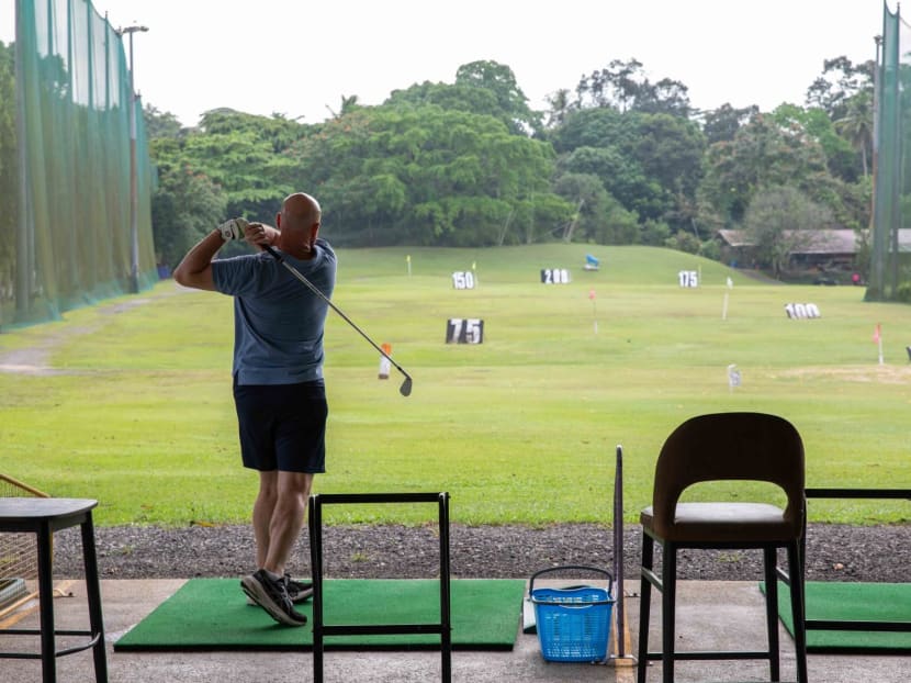 A man playing golf at the Mandai Executive Golf Course on March 5, 2024. A man playing golf at the Mandai Executive Golf Course on March 5, 2024.