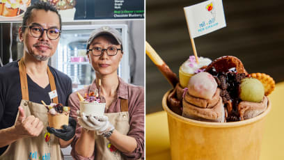Hip Hairdresser & Wife ‘Fry’ Ice Cream To Order At Chinatown Hawker Stall
