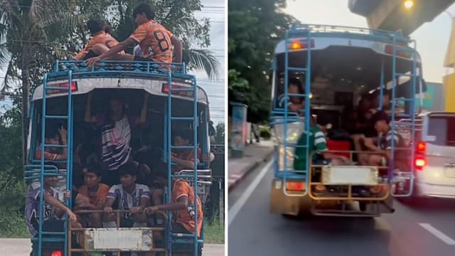 挤坐在旧车逐梦赛场 乡村足球校队感动泰国