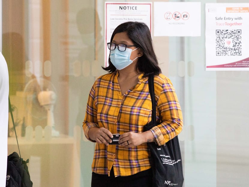 Haslinda Ismail arrives at the State Courts on March 1, 2021.