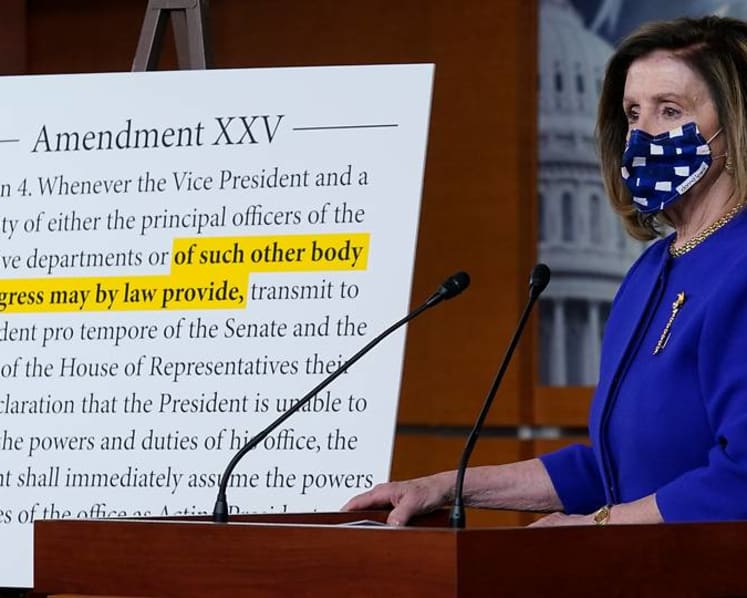 Pelosi unveils 25th Amendment bid, questions Trump's fitness